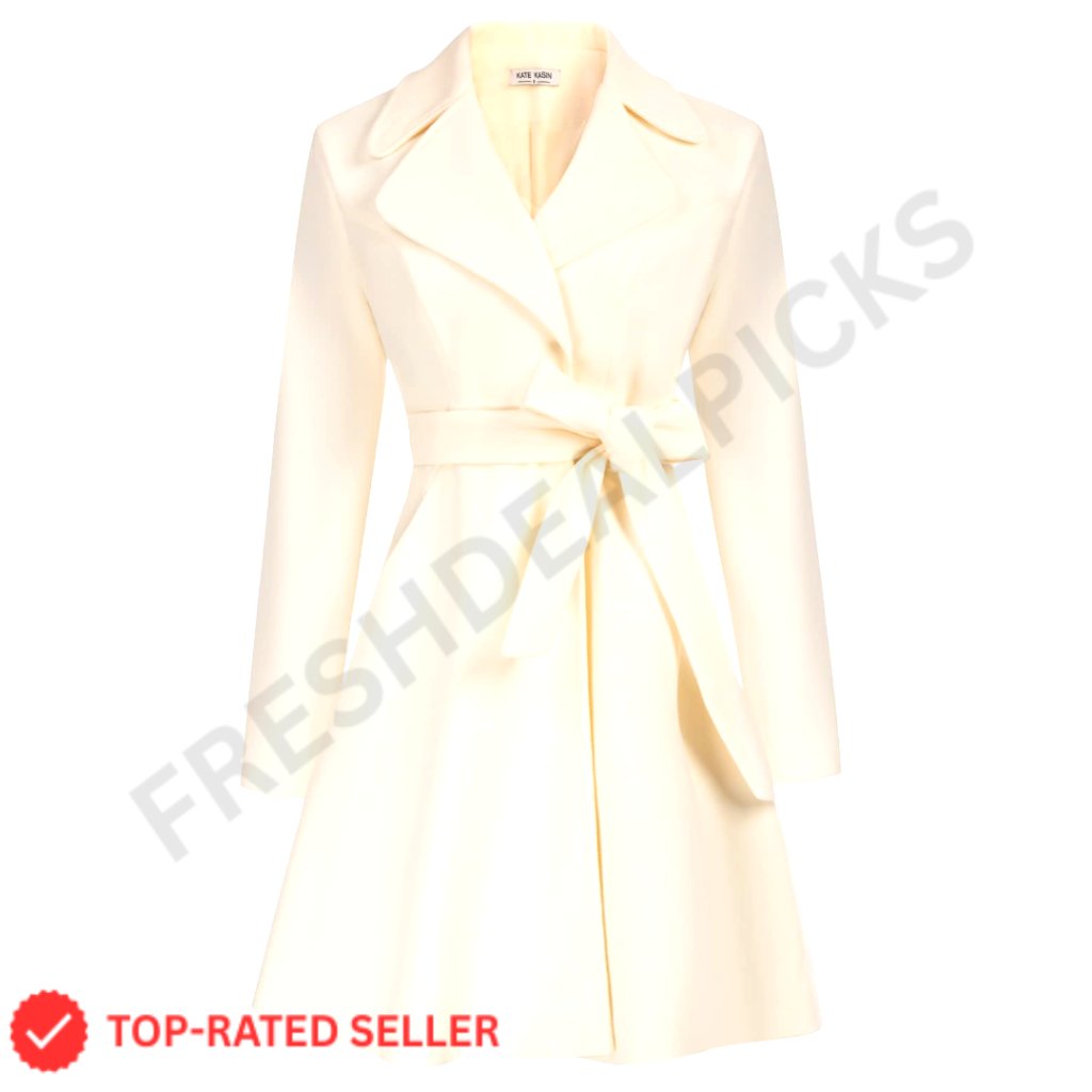 A-Line Peacoat Dress Belted Notch Lapel Overcoat Classic Elegant Chic Fall